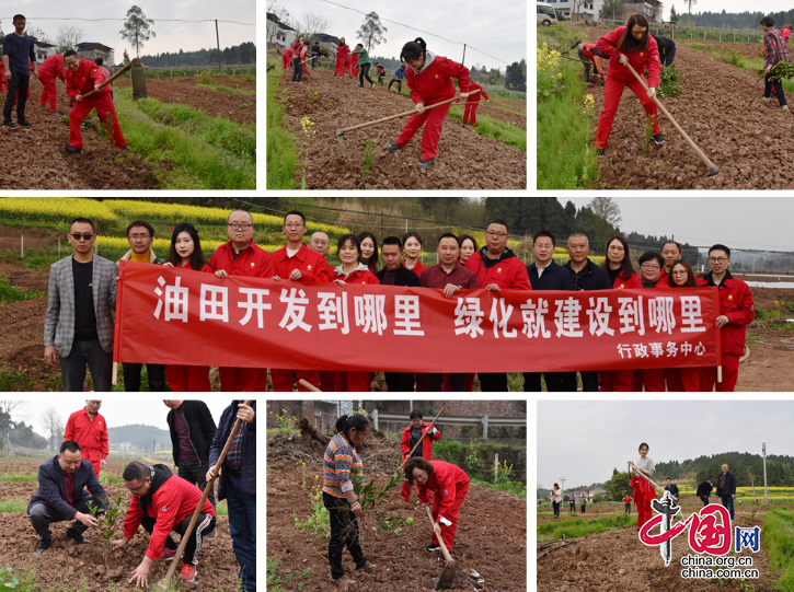 推动地企互利共赢、搭建坚固沟通桥梁——川中油气矿行政事务中心与地方政府共同开展义务植树活动