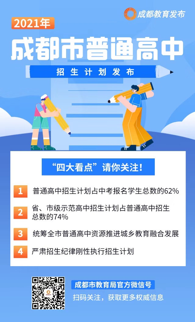 成都市普通高中招生计划出炉：62%的初中毕业生能够读普通高中