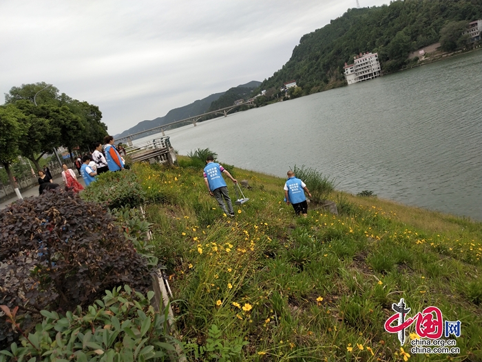 社区组织居民志愿者开展环境卫生整治活动