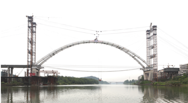 达州境内中坝州河大桥主拱合龙 是四川跨径最大提篮拱桥