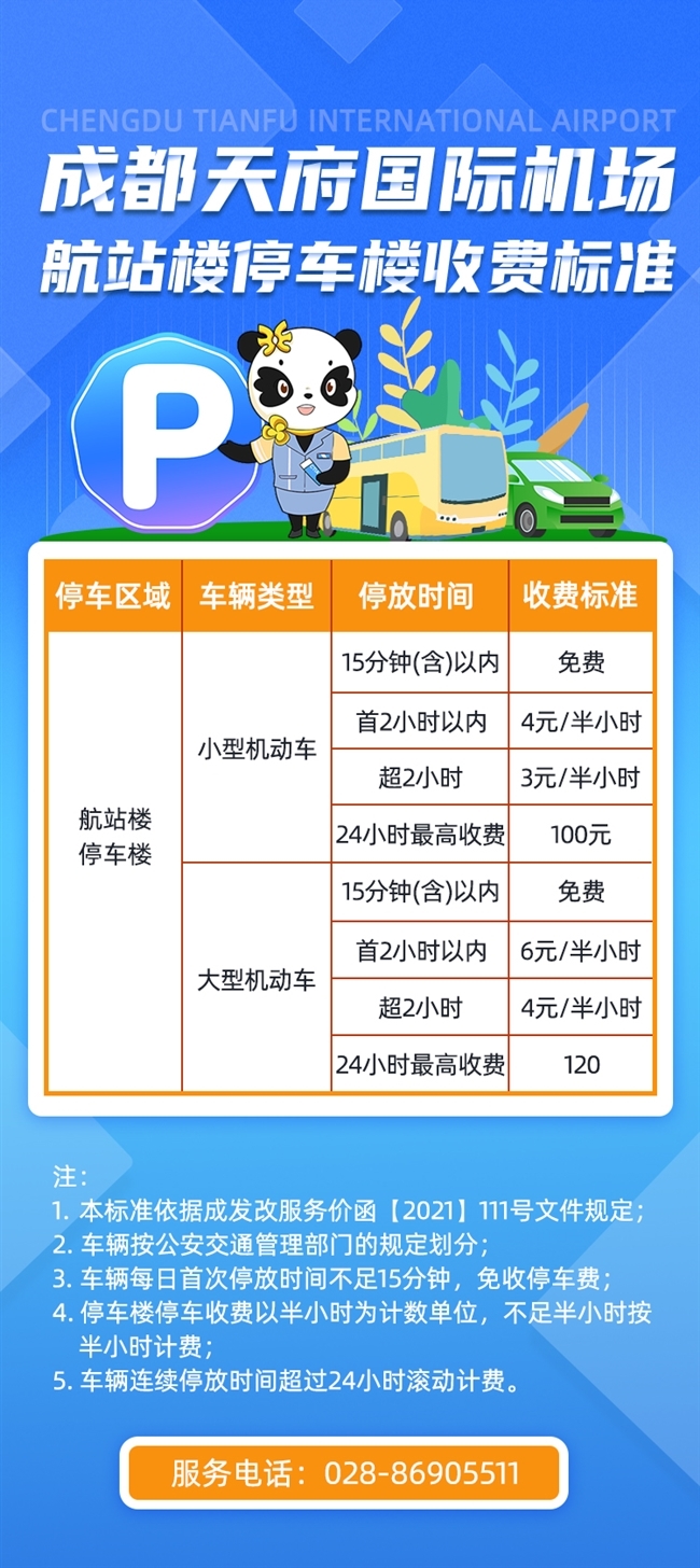 收费标准出来了 天府机场航站楼停车15分钟内免费