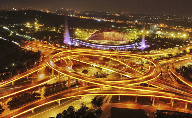 成都教师耗时四个月 集齐成都立交桥最美夜景