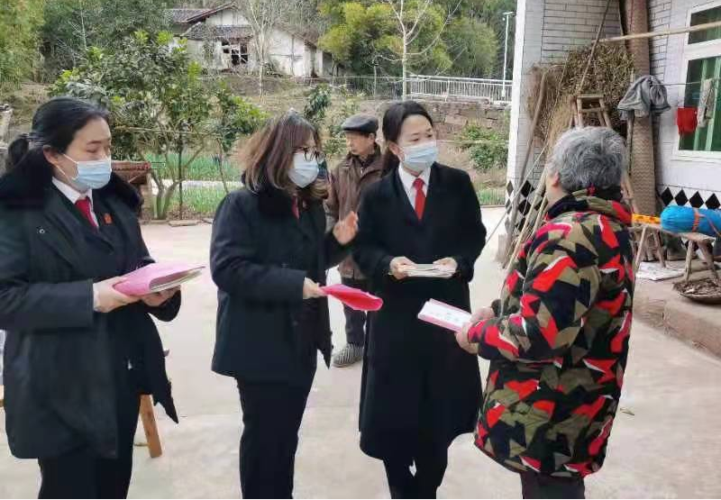 关爱妇女权益 蓬溪法院女子诉讼服务队“三八”节前送法下乡